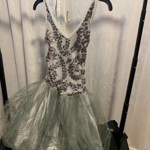 silver dance costume, adult small